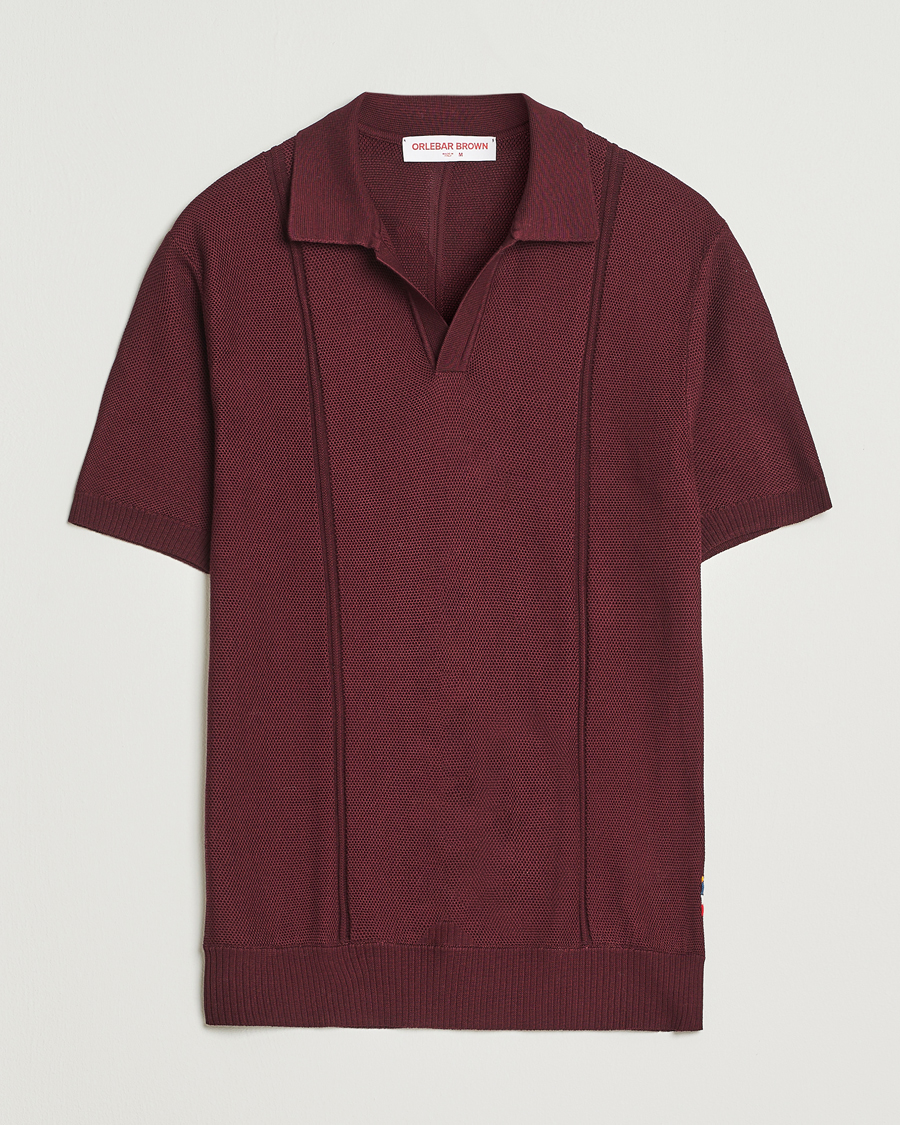 Men | Polo Shirts | Orlebar Brown | Horton Pique Texture Polo Damson