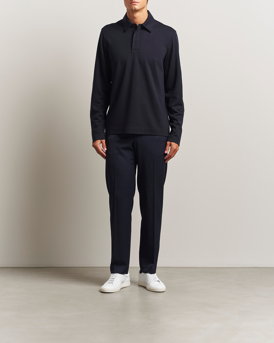 Men | Sweaters & Knitwear | Orlebar Brown | Ben Merino Polo Night Iris