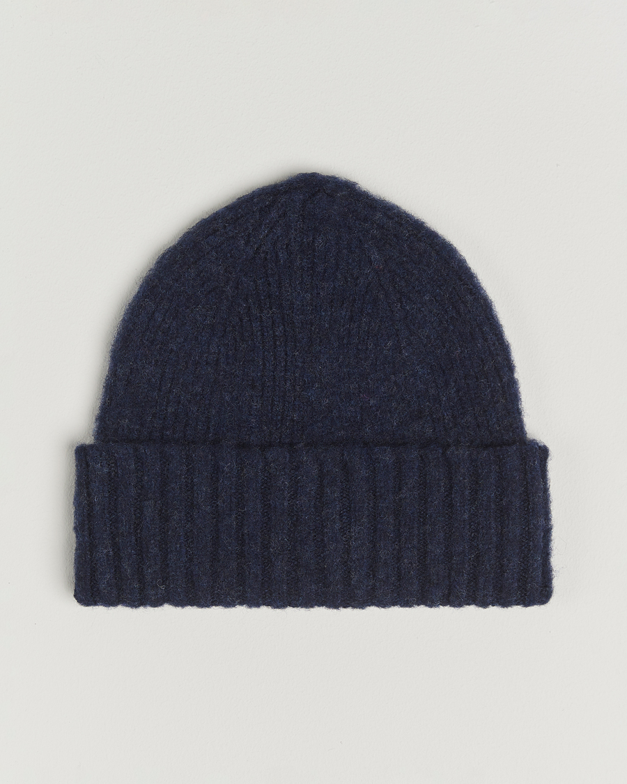 Men | Beanies | Robert Mackie | Rona Ribbed Shaggy Lambswool Beanie Blue