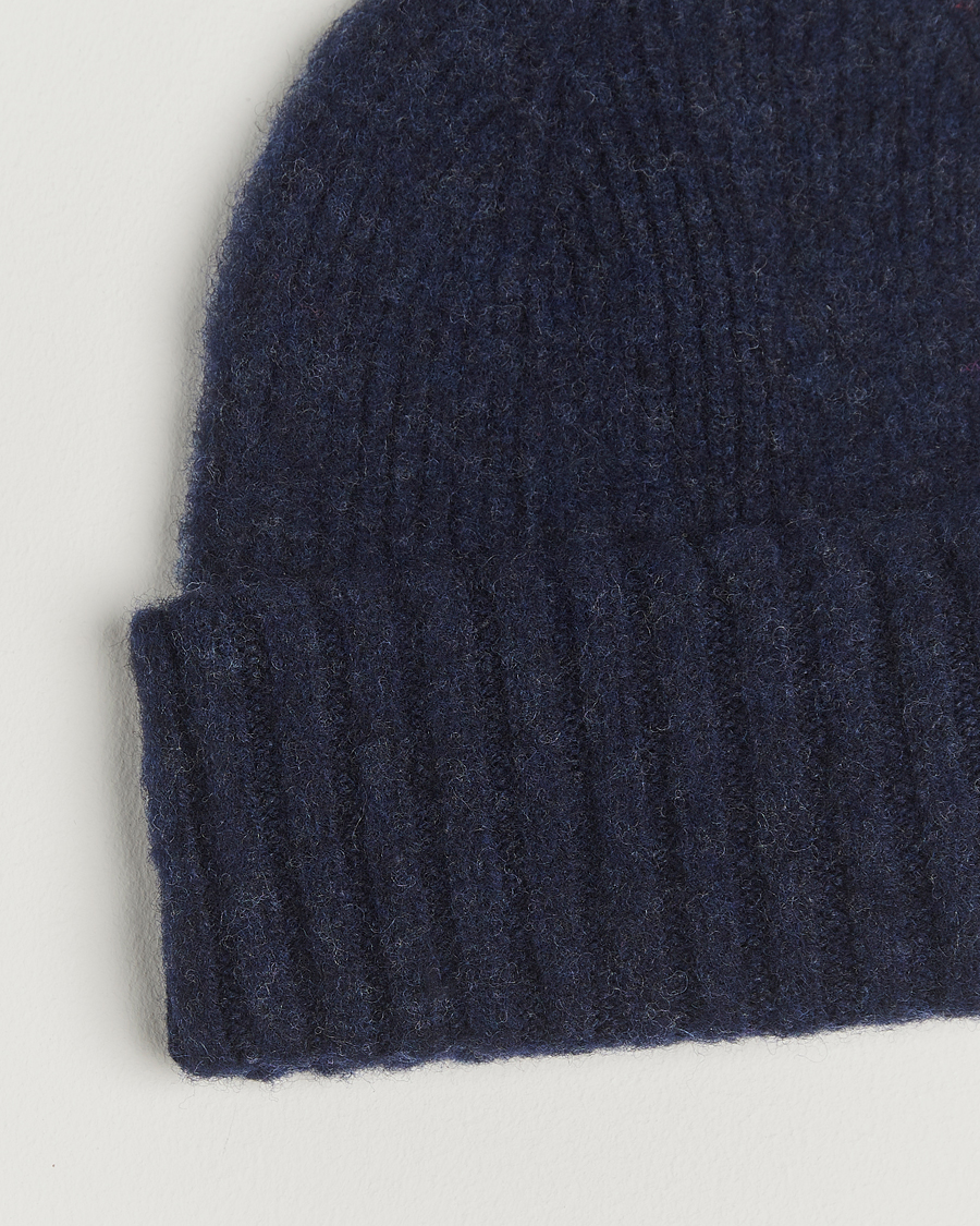 Men | Beanies | Robert Mackie | Rona Ribbed Shaggy Lambswool Beanie Blue