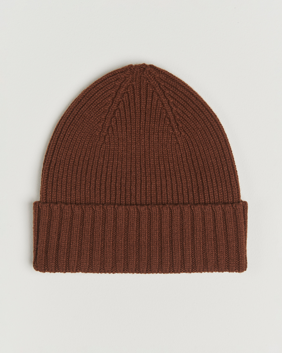 Men | Beanies | Robert Mackie | Kingswell Ribbed Wool/Cashmere Beanie Brown