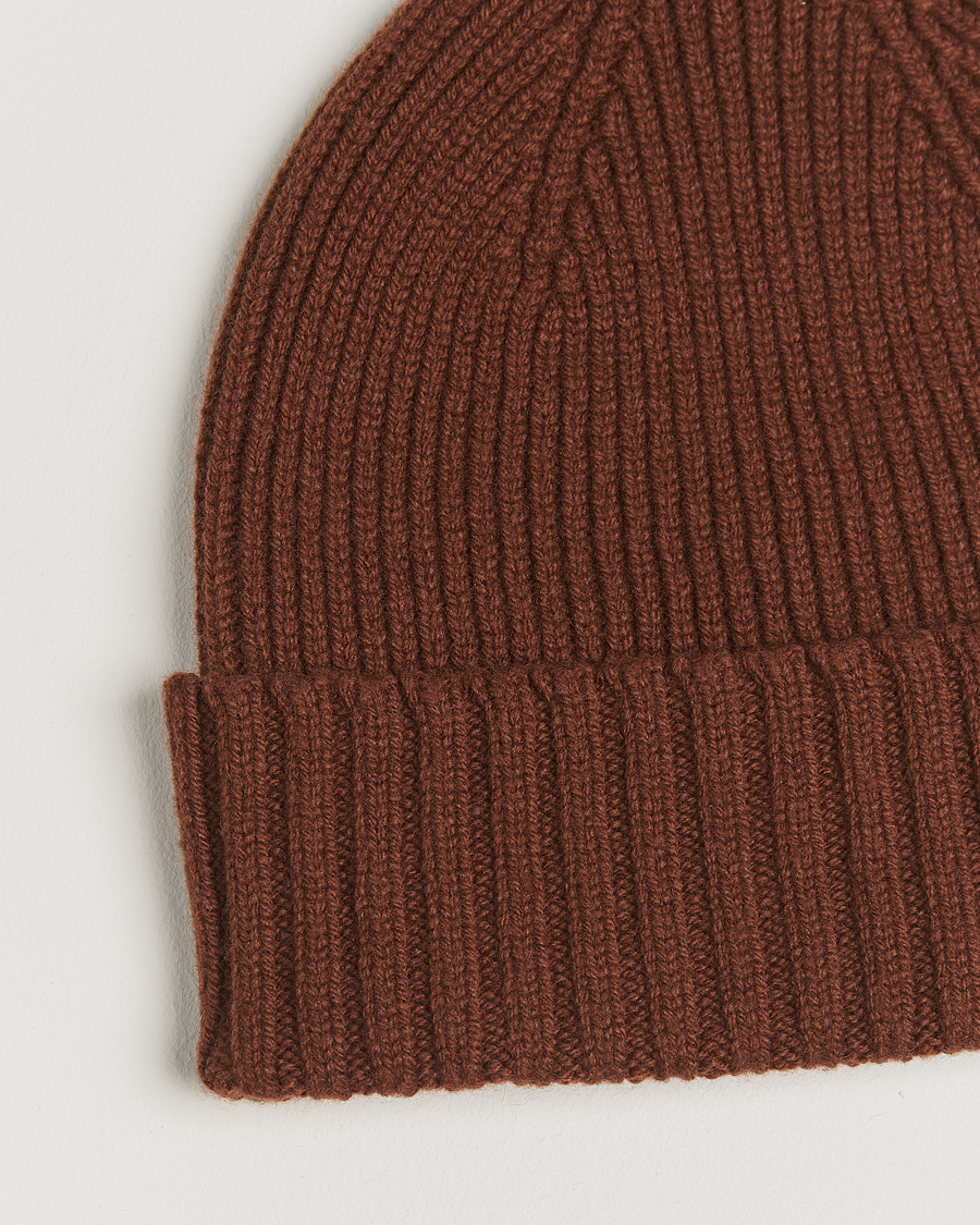 Men | Beanies | Robert Mackie | Kingswell Ribbed Wool/Cashmere Beanie Brown