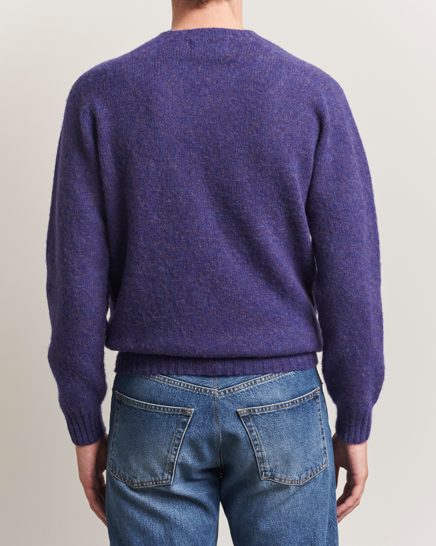 Men | Sweaters & Knitwear | Harley Of Scotland | Brushed Supersoft Lambswool Crewneck Iris