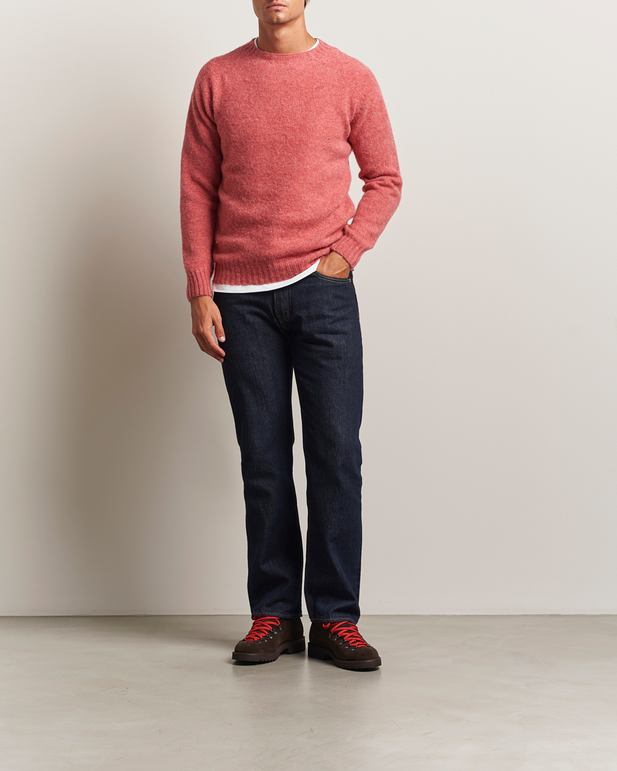 Harley Of Scotland Brushed Supersoft Lambswool Crewneck Tea Rose