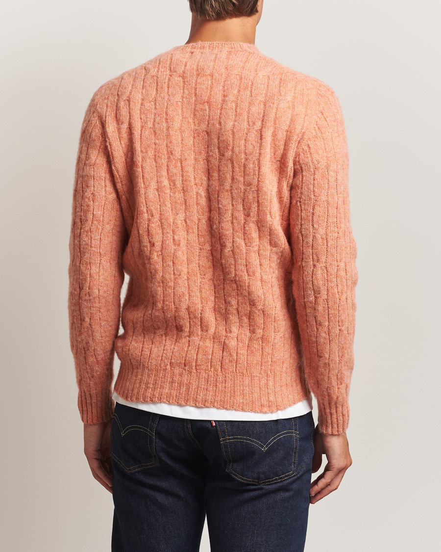 Men | Sweaters & Knitwear | Harley Of Scotland | Brushed Supersoft Lambswool Cable Parfait