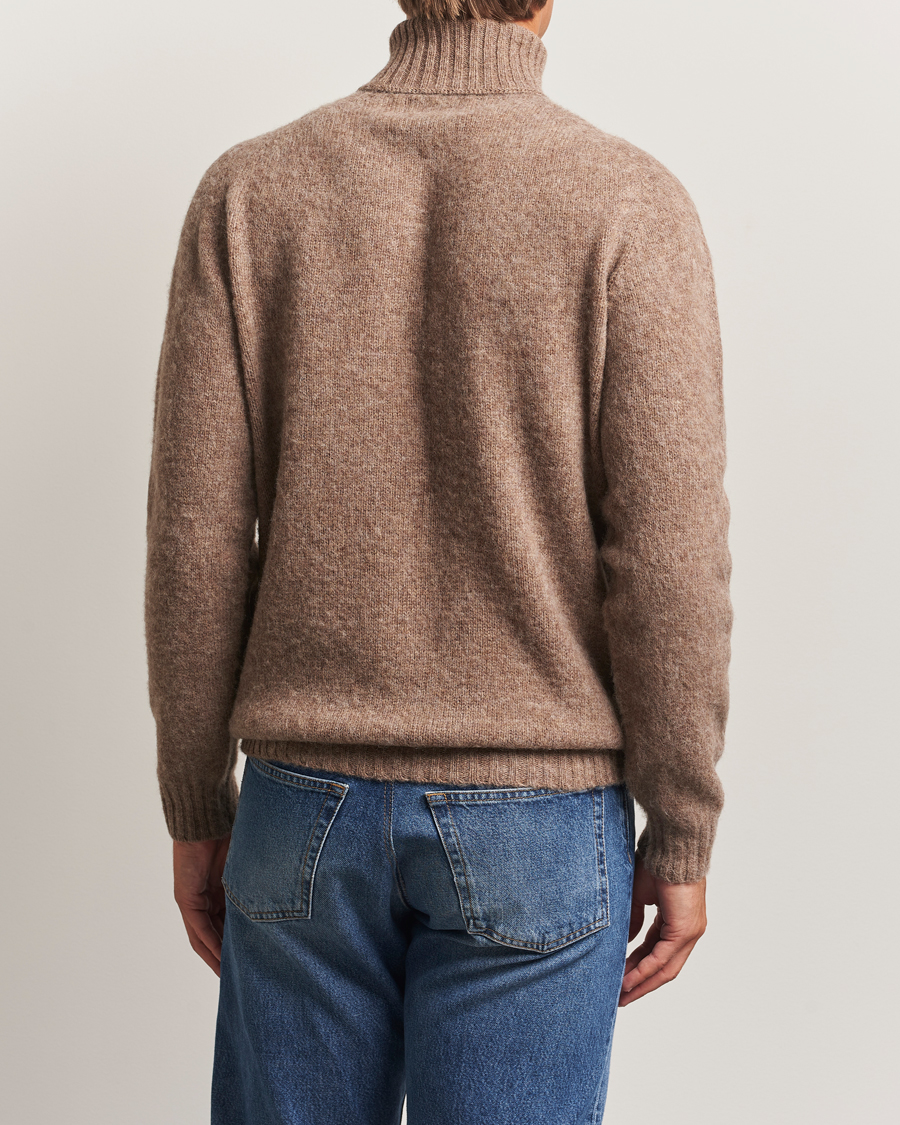 Men | Sweaters & Knitwear | Harley Of Scotland | Brushed Supersoft Lambswool Rollneck Tundra