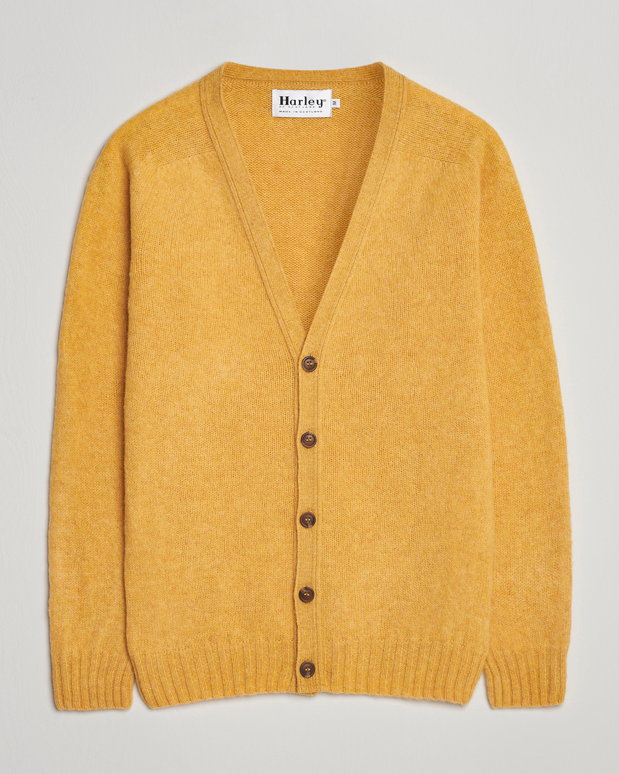 Harley Of Scotland Brushed Supersoft Lambswool Cardigan Nectar at