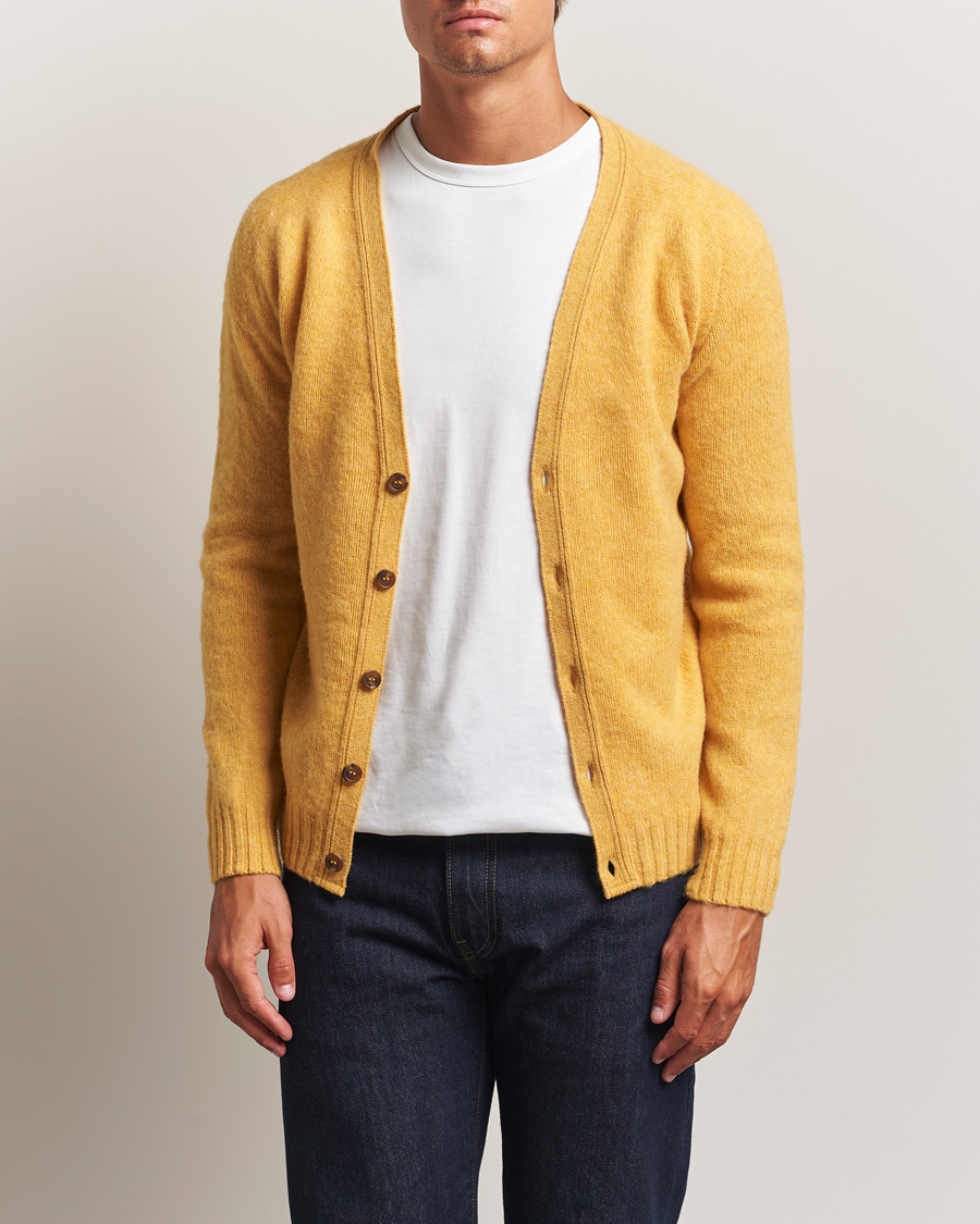 Harley Of Scotland Brushed Supersoft Lambswool Cardigan Nectar at