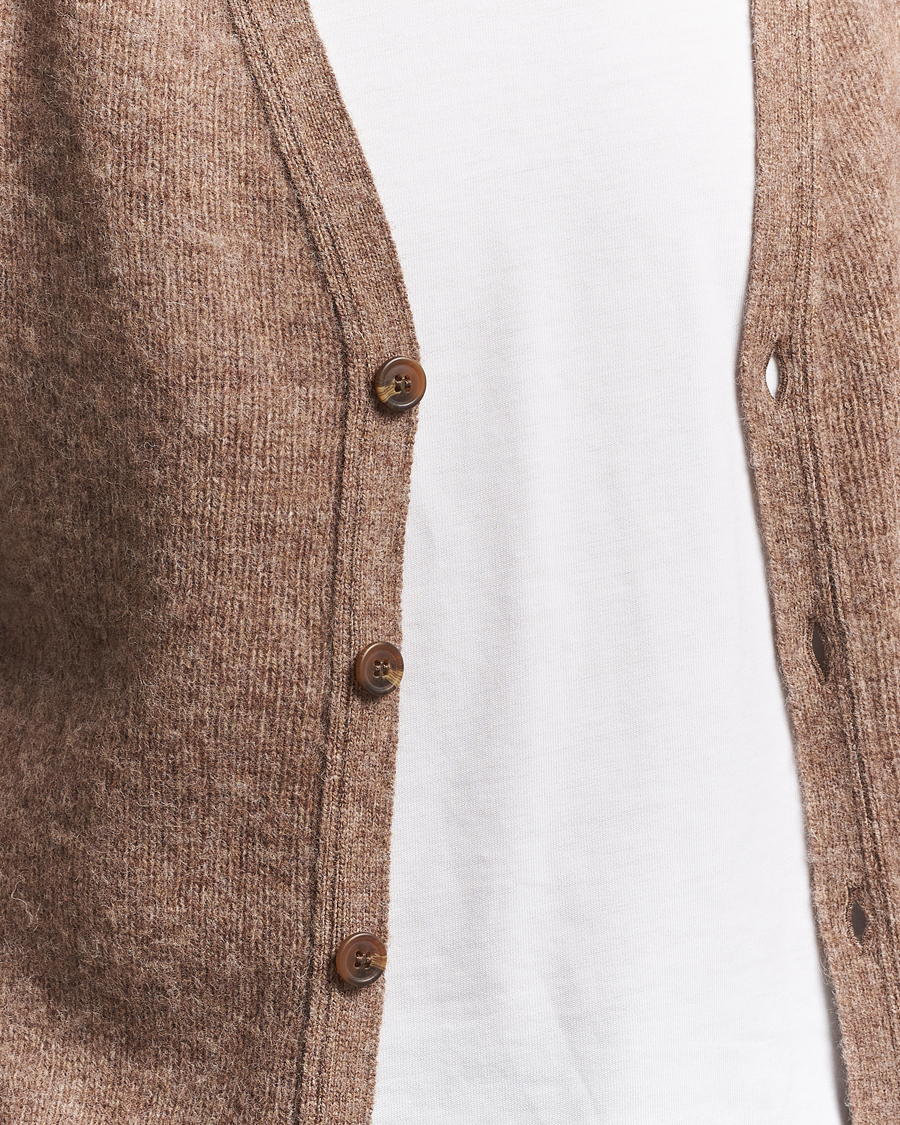 Men | Sweaters & Knitwear | Harley Of Scotland | Brushed Supersoft Lambswool Cardigan Tundra