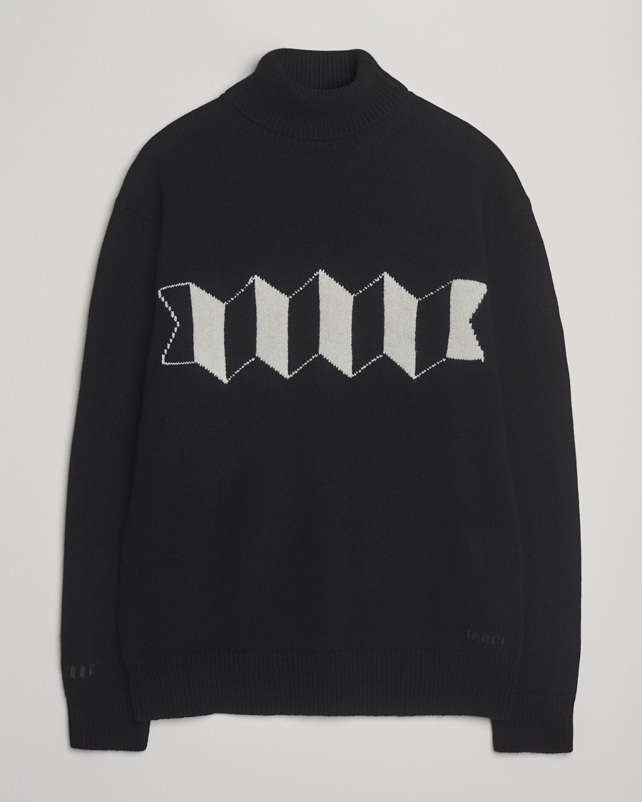 Men | Sweaters & Knitwear | Baracuta | Flag Logo Wool Turtleneck Black