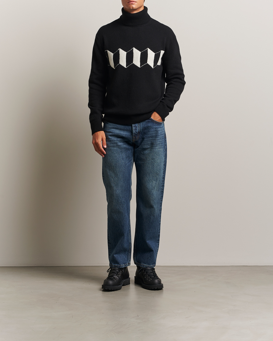 Men | Sweaters & Knitwear | Baracuta | Flag Logo Wool Turtleneck Black