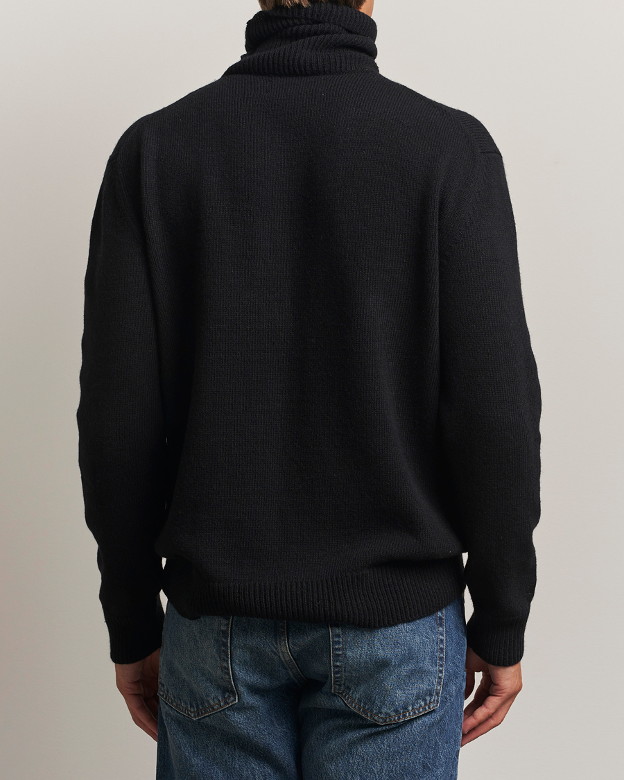 Men | Sweaters & Knitwear | Baracuta | Flag Logo Wool Turtleneck Black