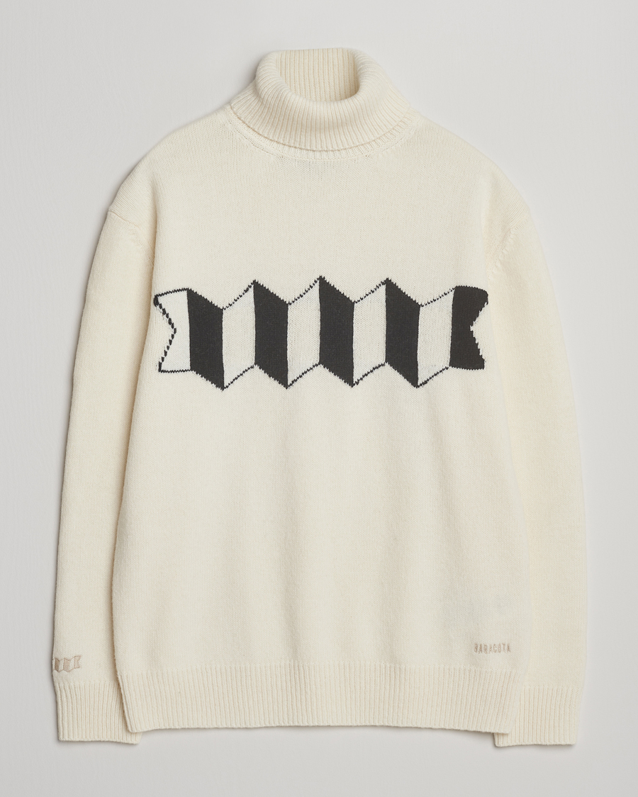 Men | Sweaters & Knitwear | Baracuta | Flag Logo Wool Turtleneck Antique White