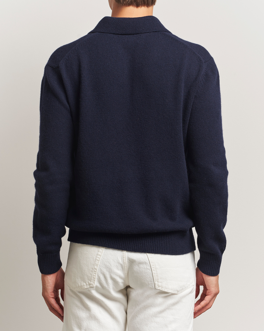 Men | Sweaters & Knitwear | Baracuta | Argyle Wool Polo Neck Navy