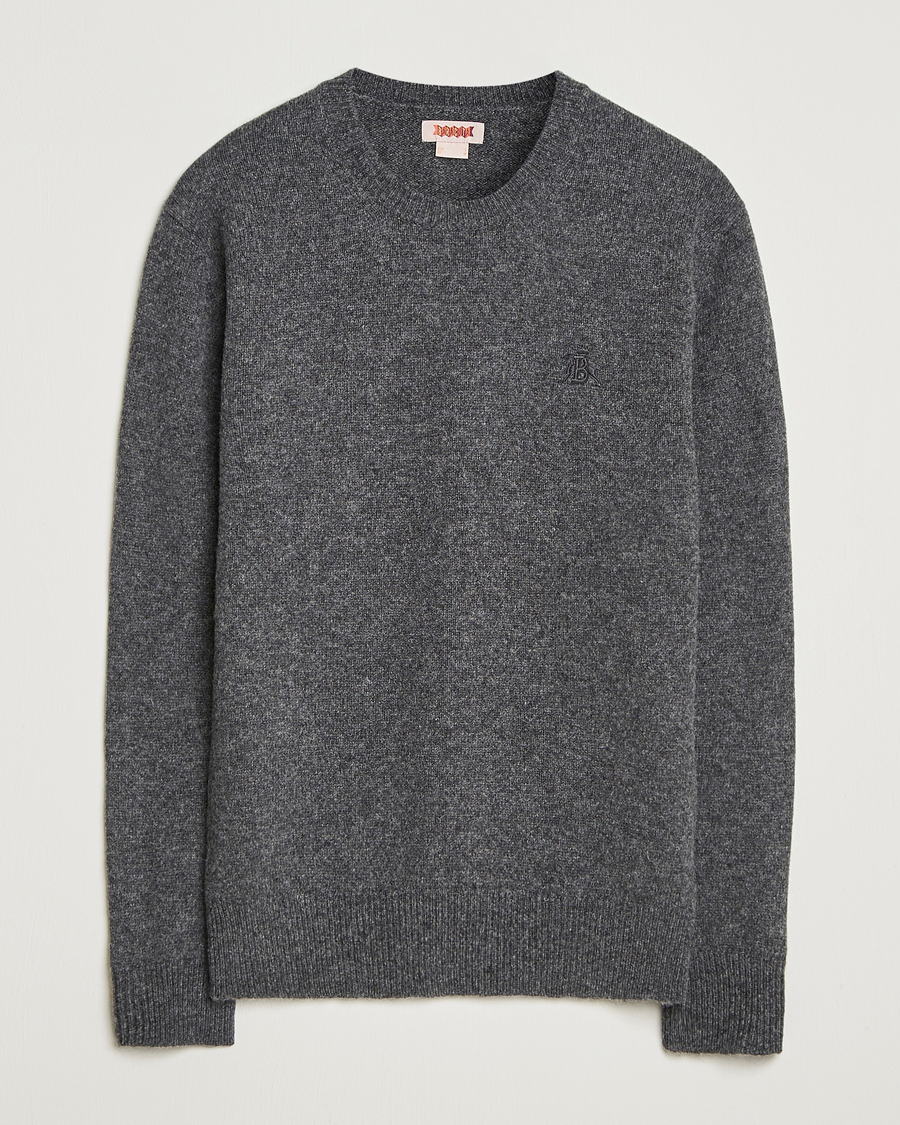 Men | Sweaters & Knitwear | Baracuta | Shetland Virgin Wool Crew Neck Mid Grey