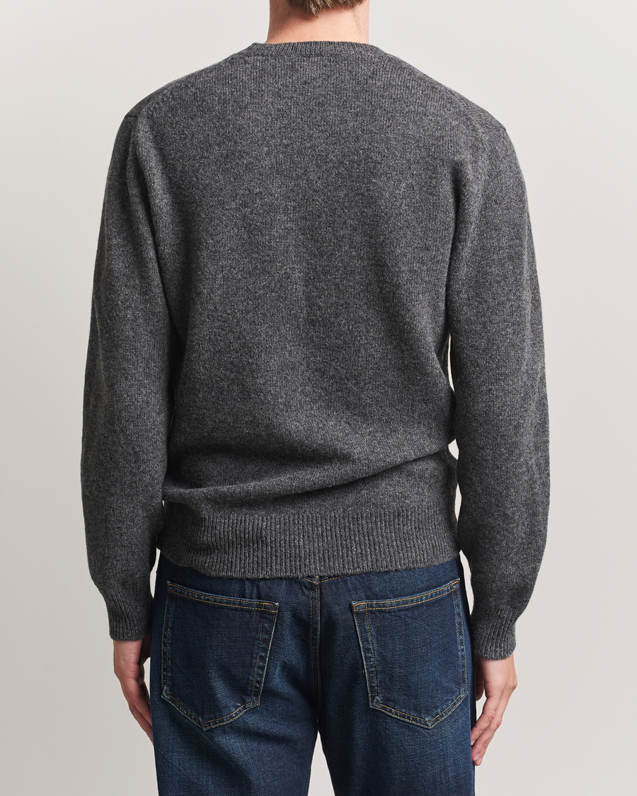 Men | Sweaters & Knitwear | Baracuta | Shetland Virgin Wool Crew Neck Mid Grey