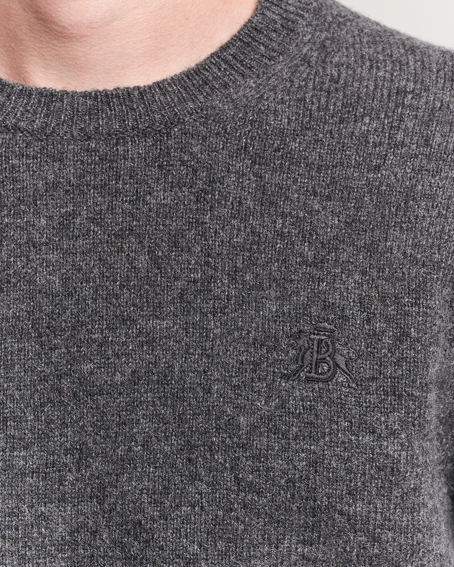 Men | Sweaters & Knitwear | Baracuta | Shetland Virgin Wool Crew Neck Mid Grey