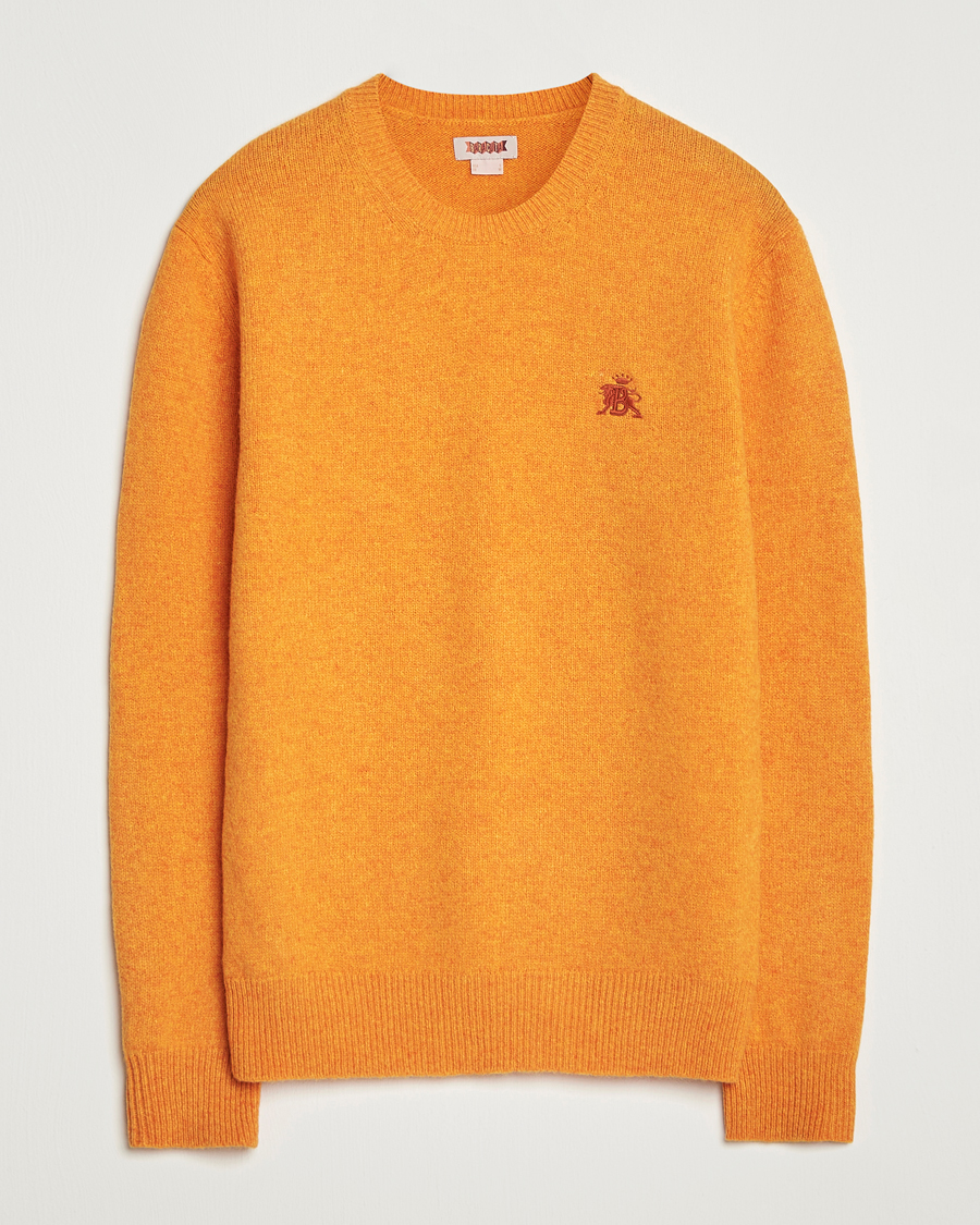 Men | Sweaters & Knitwear | Baracuta | Shetland Virgin Wool Crew Neck Orange