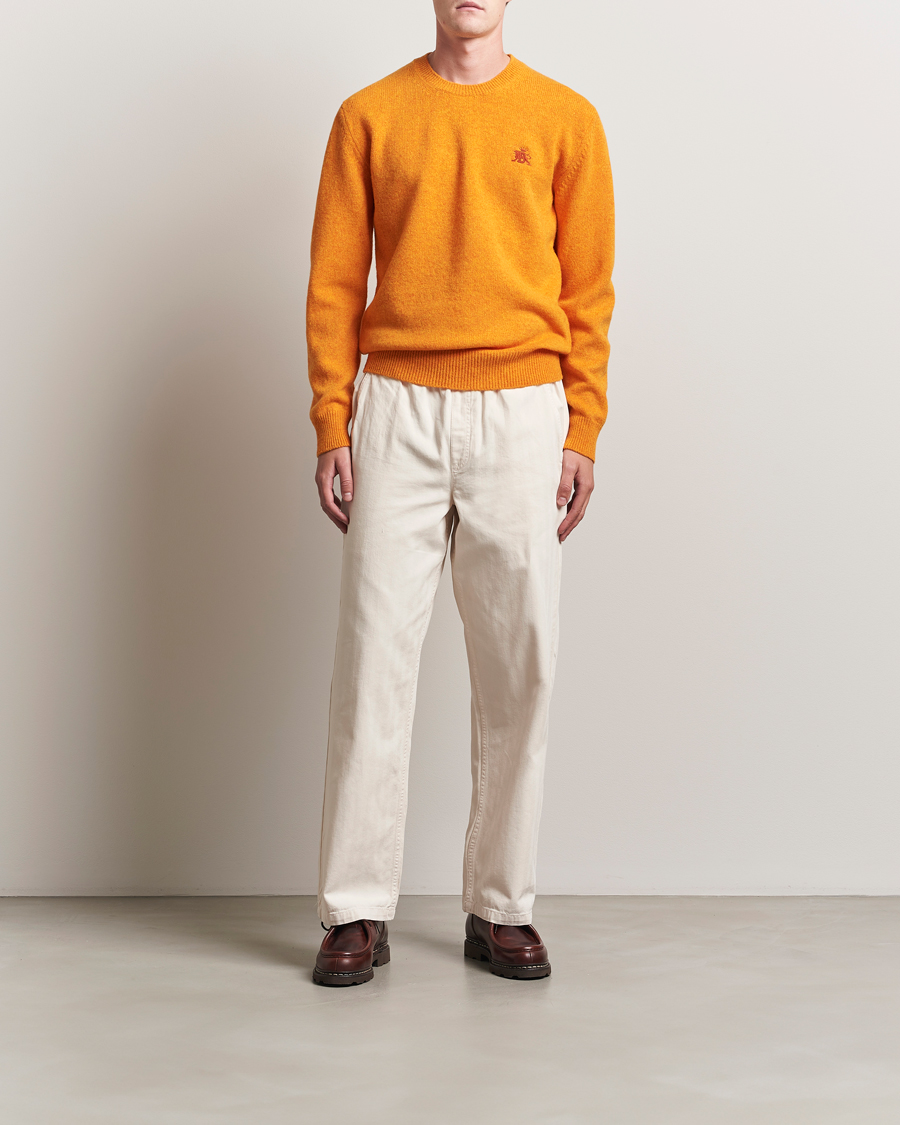 Men | Sweaters & Knitwear | Baracuta | Shetland Virgin Wool Crew Neck Orange