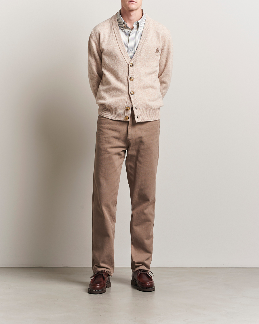 Men | Sweaters & Knitwear | Baracuta | Shetland Virgin Wool Cardigan Antique White