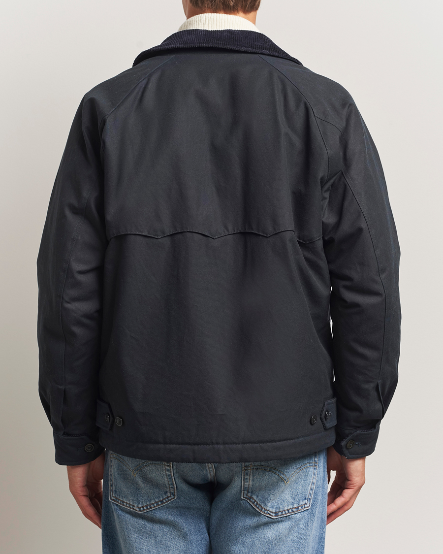 Men | Coats & Jackets | Baracuta | Waxed Sherling Lined Deck Jacket Dark Navy