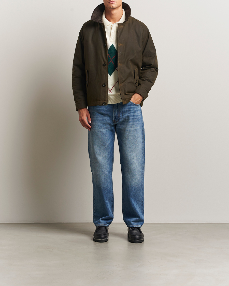 Baracuta Waxed Sherling Lined Deck Jacket Deep Moss at CareOfCarl.com