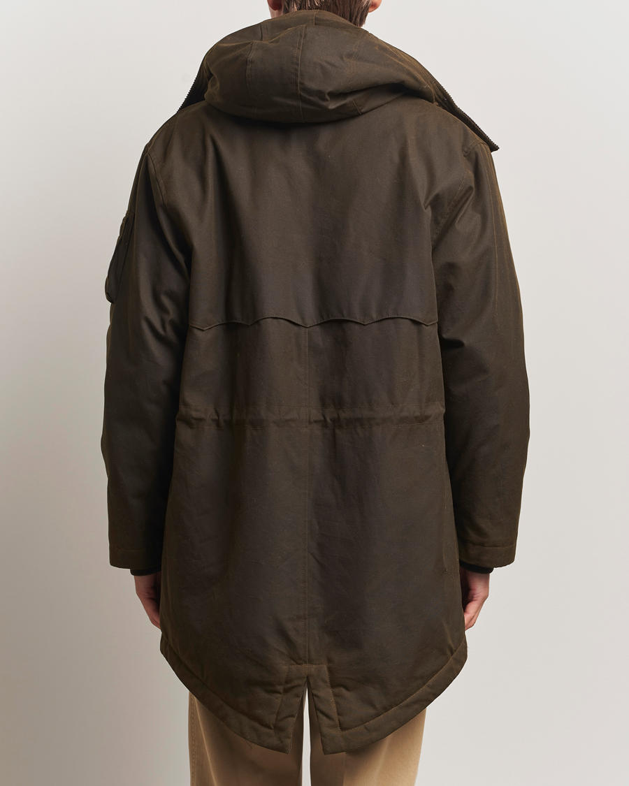 Men | Coats & Jackets | Baracuta | Waxed Sherling Lined Parka Deep Moss