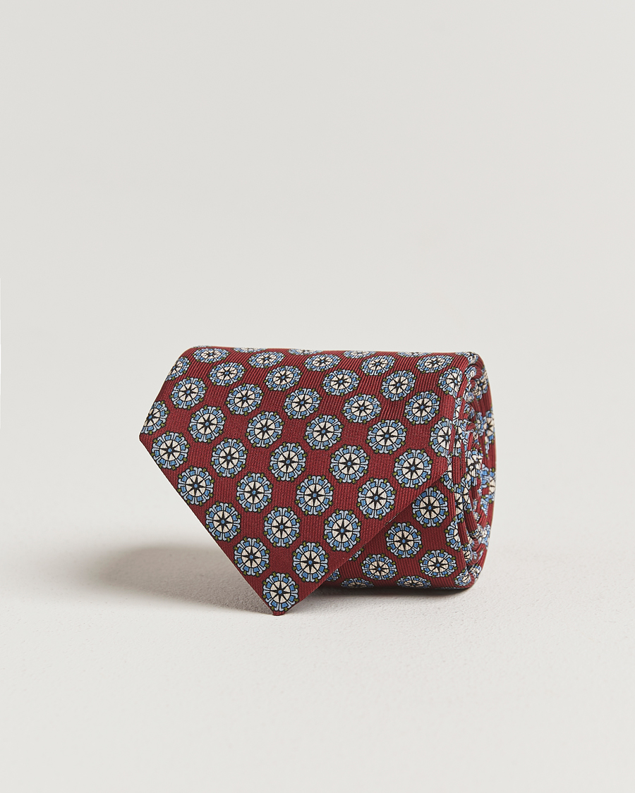 Men | E. Marinella 3-Fold Printed Silk Tie Burgundy | E. Marinella | 3-Fold Printed Silk Tie Burgundy