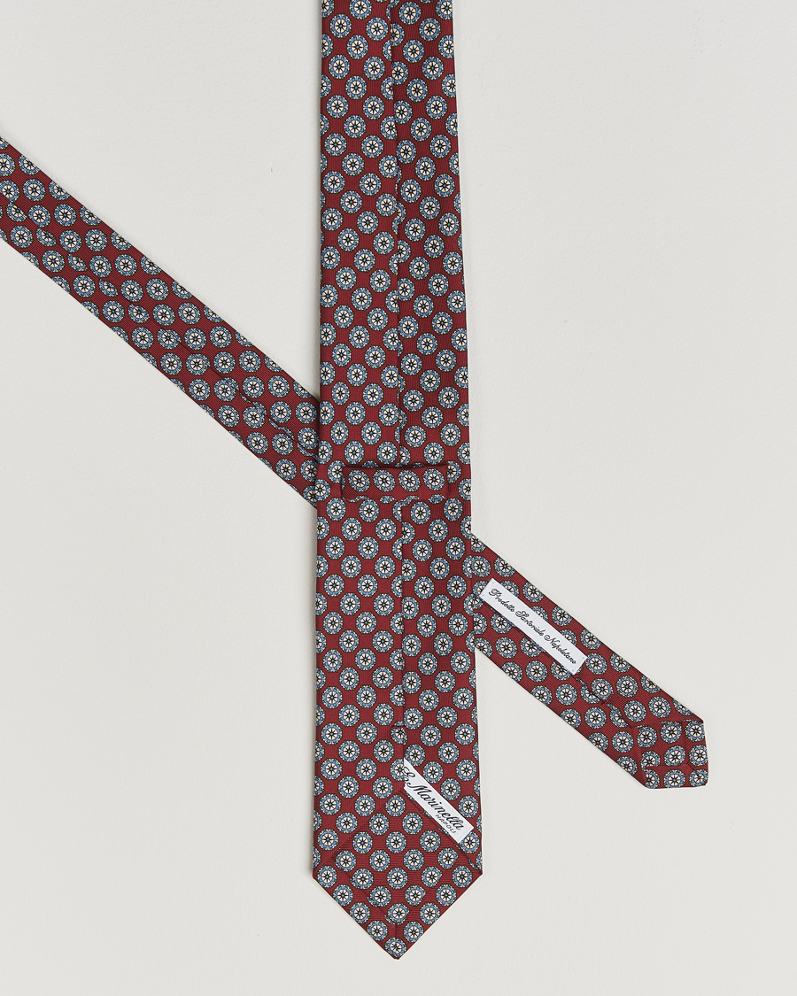Men | E. Marinella 3-Fold Printed Silk Tie Burgundy | E. Marinella | 3-Fold Printed Silk Tie Burgundy