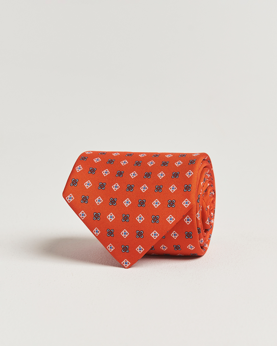 Men | Ties | E. Marinella | 3-Fold Printed Silk Tie Red