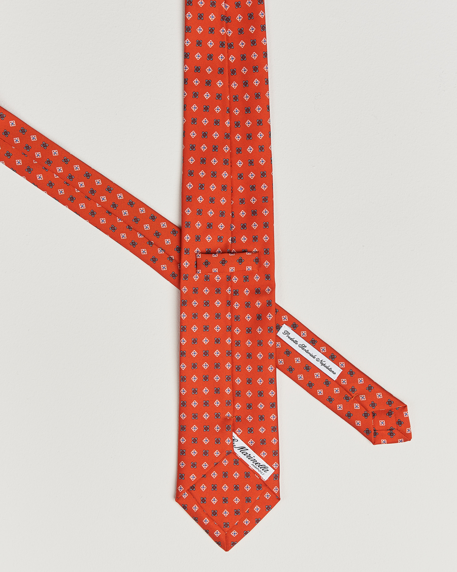 Men | Ties | E. Marinella | 3-Fold Printed Silk Tie Red