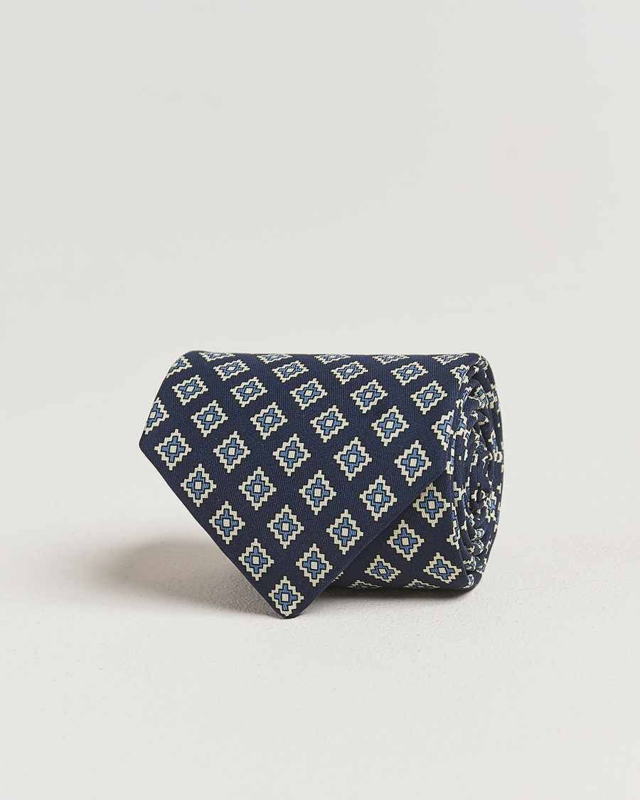 Men | Ties | E. Marinella | Archivio 3-Fold Printed Silk Tie Navy