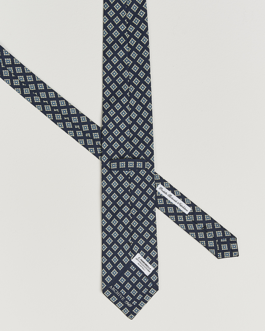 Men | Ties | E. Marinella | Archivio 3-Fold Printed Silk Tie Navy