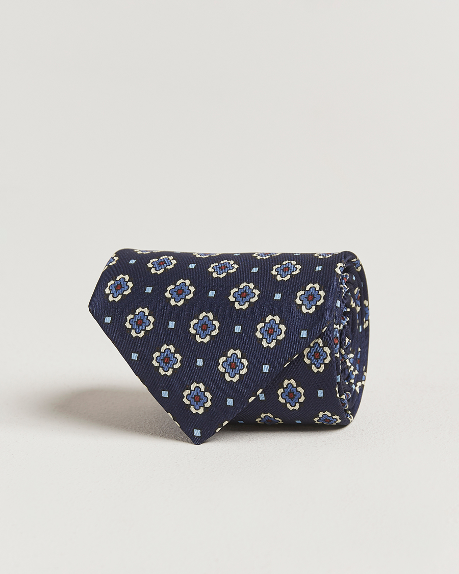 Men | Ties | E. Marinella | Archivio 3-Fold Printed Silk Tie Navy