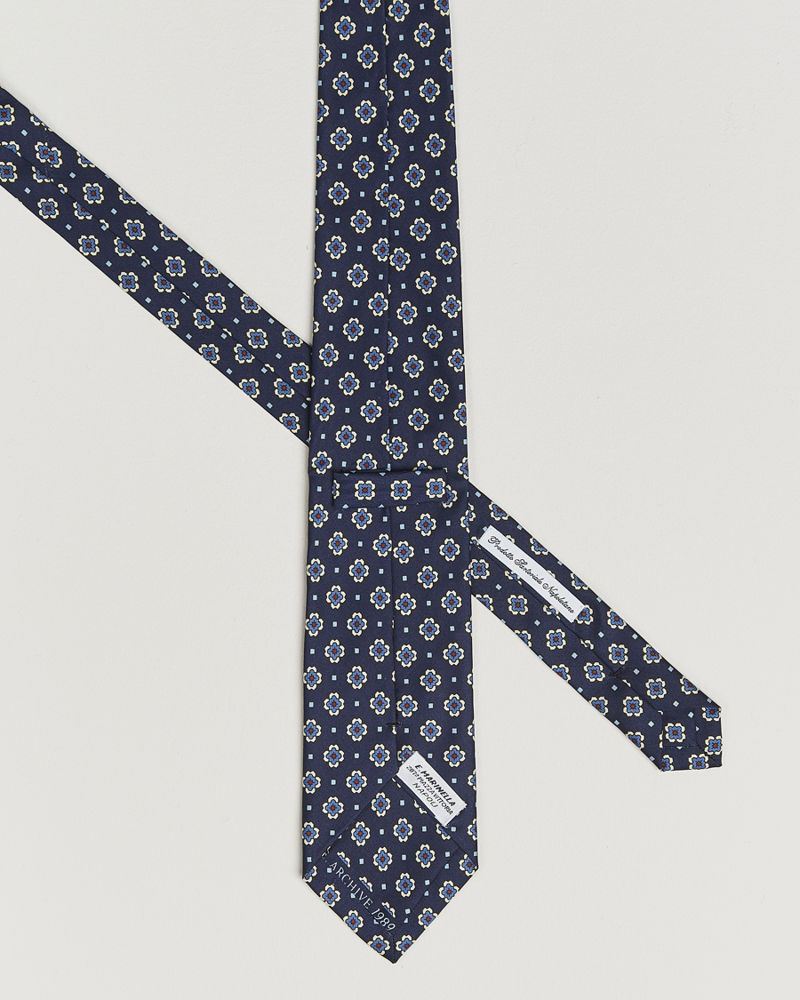 Men | Ties | E. Marinella | Archivio 3-Fold Printed Silk Tie Navy