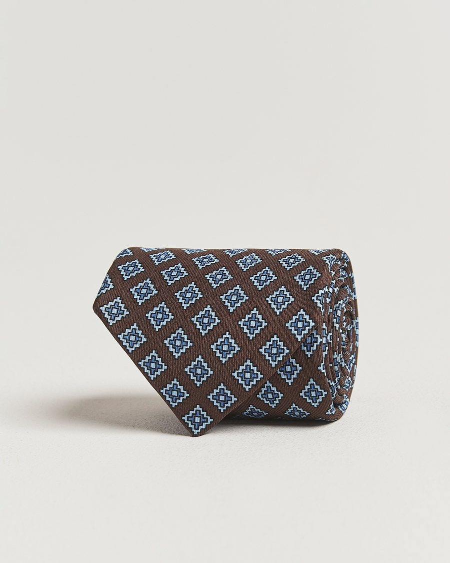 Men | E. Marinella Archivio 3-Fold Printed Silk Tie Brown | E. Marinella | Archivio 3-Fold Printed Silk Tie Brown