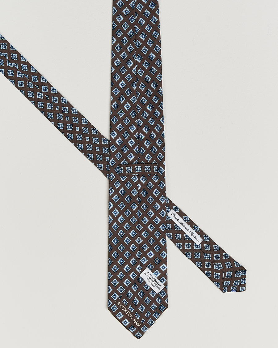 Men | E. Marinella Archivio 3-Fold Printed Silk Tie Brown | E. Marinella | Archivio 3-Fold Printed Silk Tie Brown