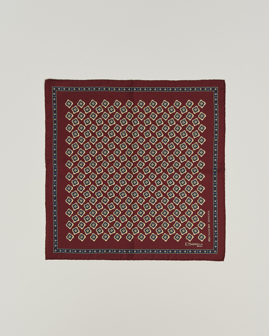 Men | E. Marinella Archivio Silk Pocket Square Burgundy | E. Marinella | Archivio Silk Pocket Square Burgundy
