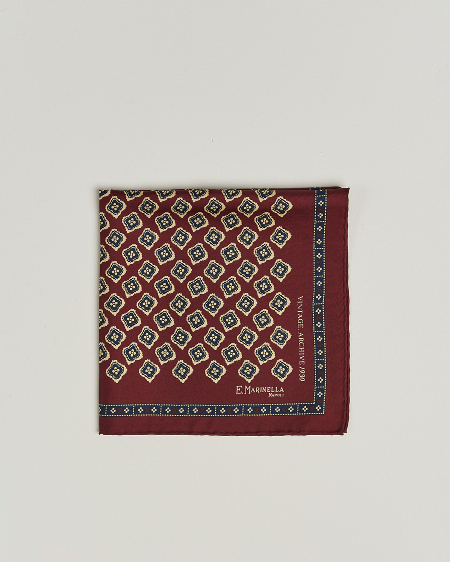 Men | E. Marinella Archivio Silk Pocket Square Burgundy | E. Marinella | Archivio Silk Pocket Square Burgundy