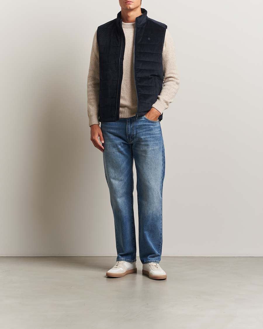 Men | Coats & Jackets | Morris | Ted Quilted Cord Vest Blue