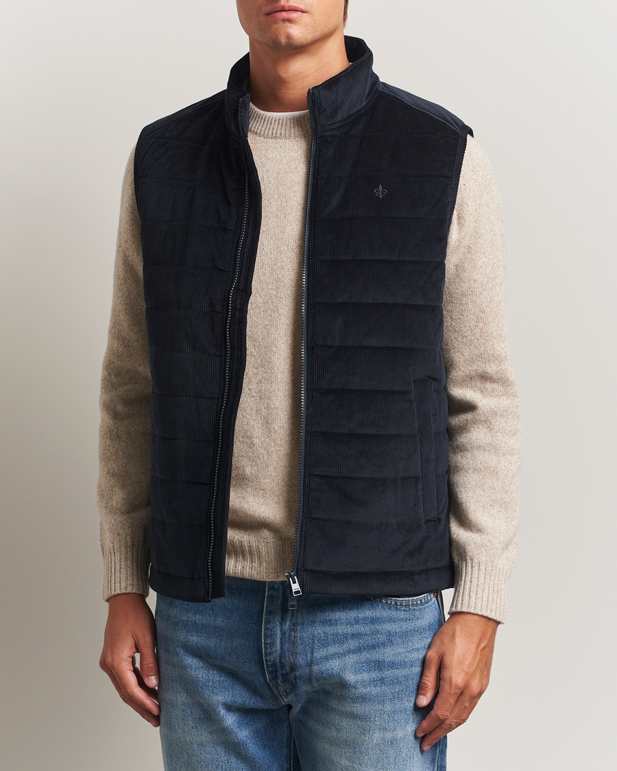 Men | Coats & Jackets | Morris | Ted Quilted Cord Vest Blue