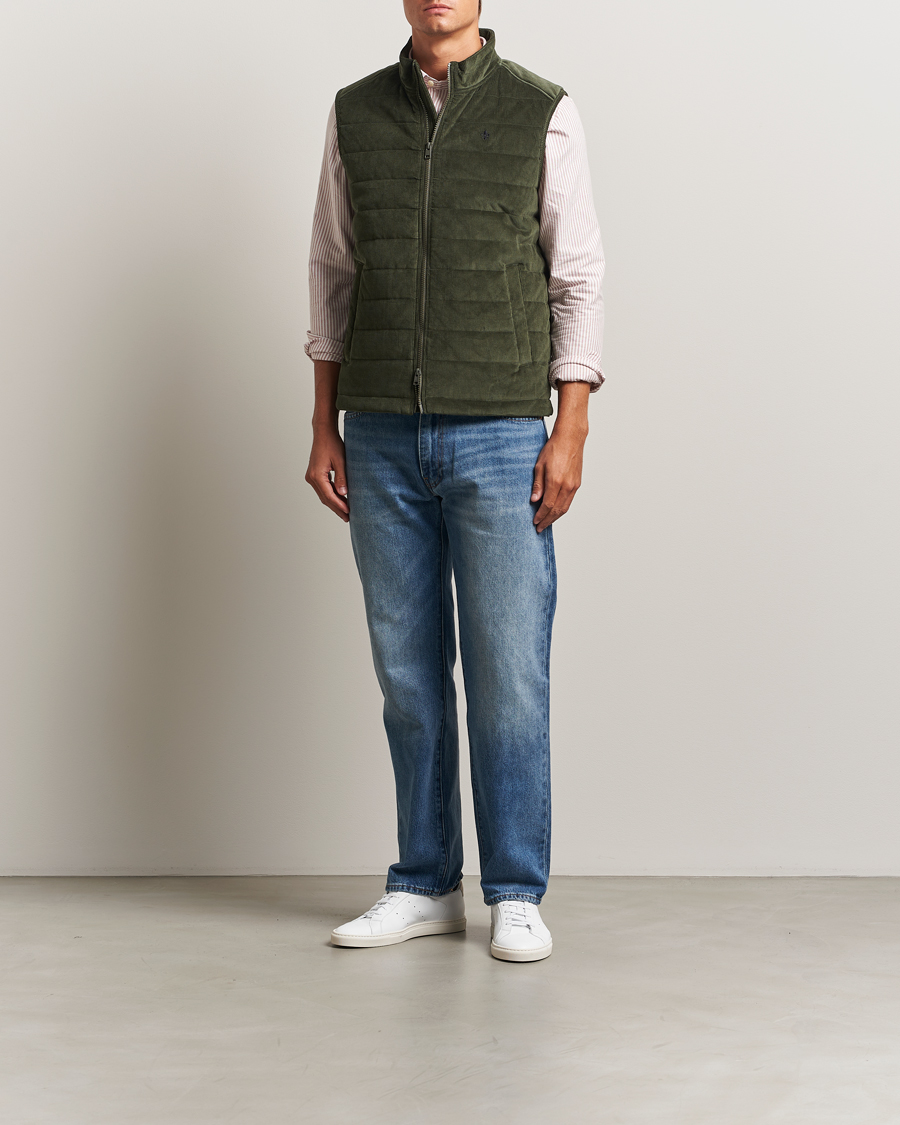 Morris Ted Quilted Cord Vest Olive at CareOfCarl.com