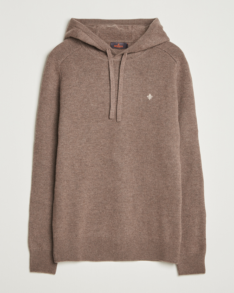 Morris Hertford Lambswool Hoodie Brown at CareOfCarl.com