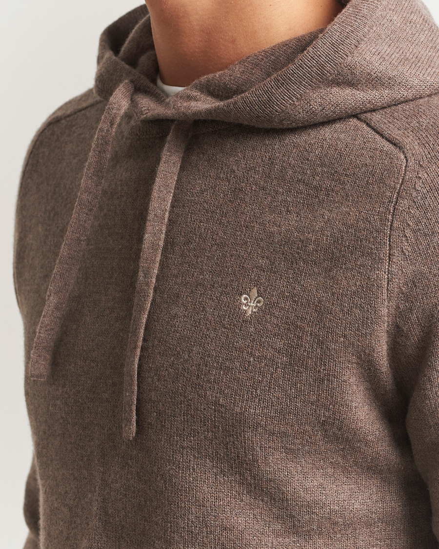 Morris Hertford Lambswool Hoodie Brown at CareOfCarl.com