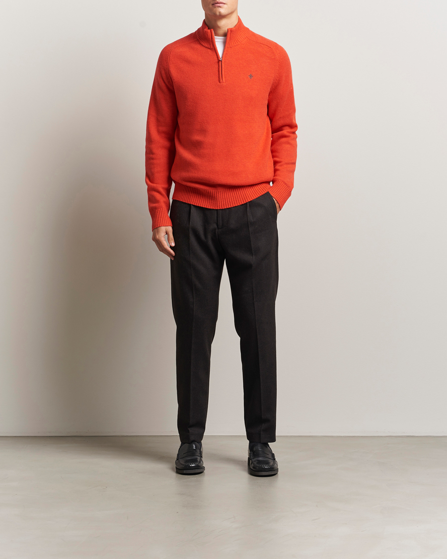 Men | Sweaters & Knitwear | Morris | Hertford Lambswool Merino Half Zip Red