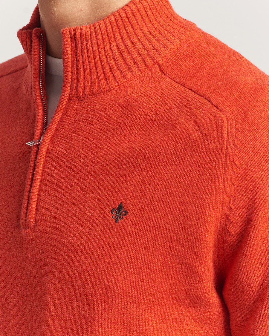 Men | Sweaters & Knitwear | Morris | Hertford Lambswool Merino Half Zip Red