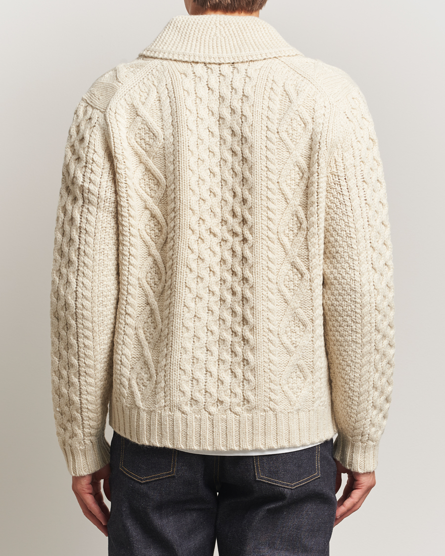 Men | Sweaters & Knitwear | Morris | Cornwall Cable Full Zip Jacket OfF White