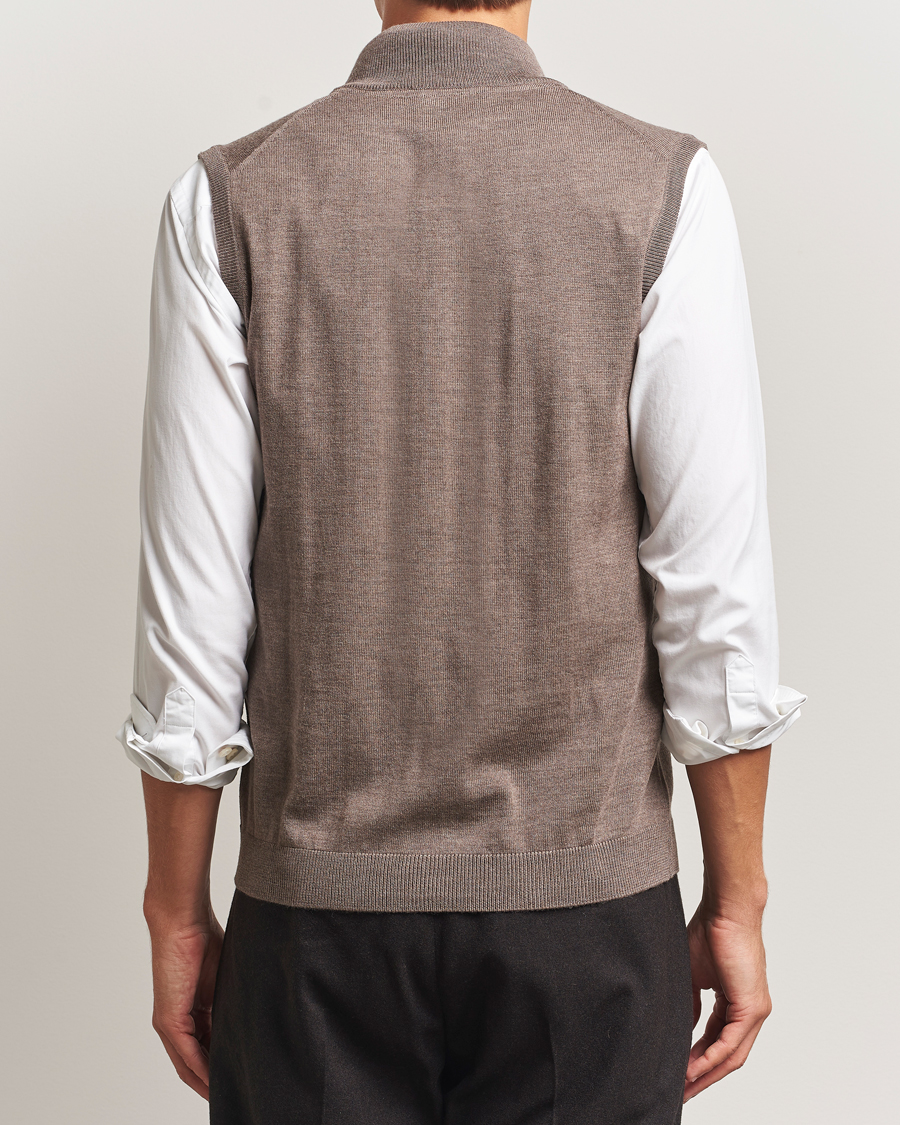 Morris Merino Zip Vest Brown at CareOfCarl.com