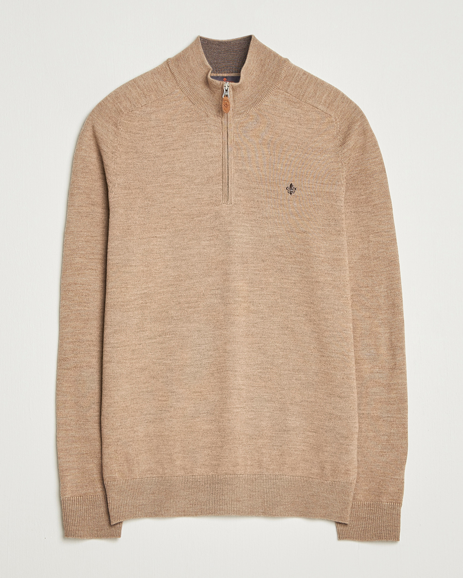 Men | Sweaters & Knitwear | Morris | John Merino Half Zip Camel
