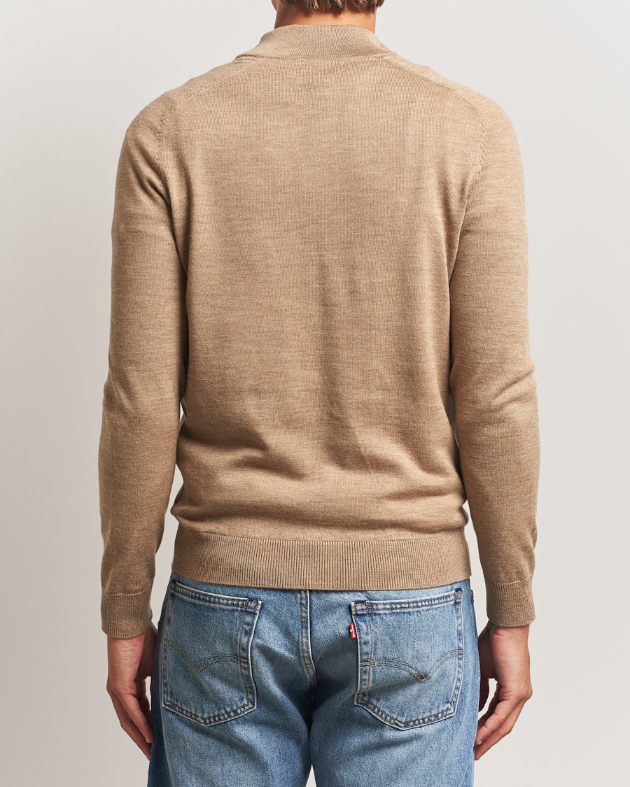 Men | Sweaters & Knitwear | Morris | John Merino Half Zip Camel